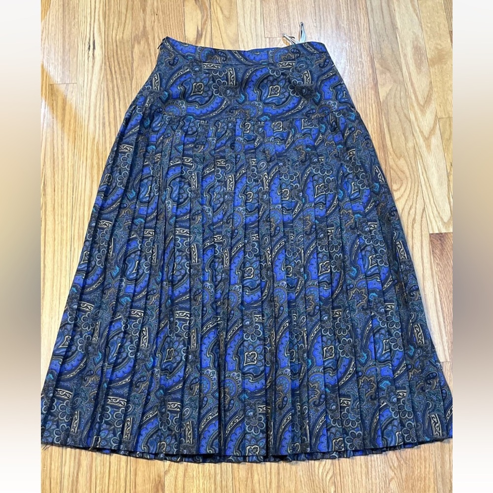 Hammer Blue And Gold Hammer Pleated Maxi Skirt Size 28 / 33 Germany Trevira
